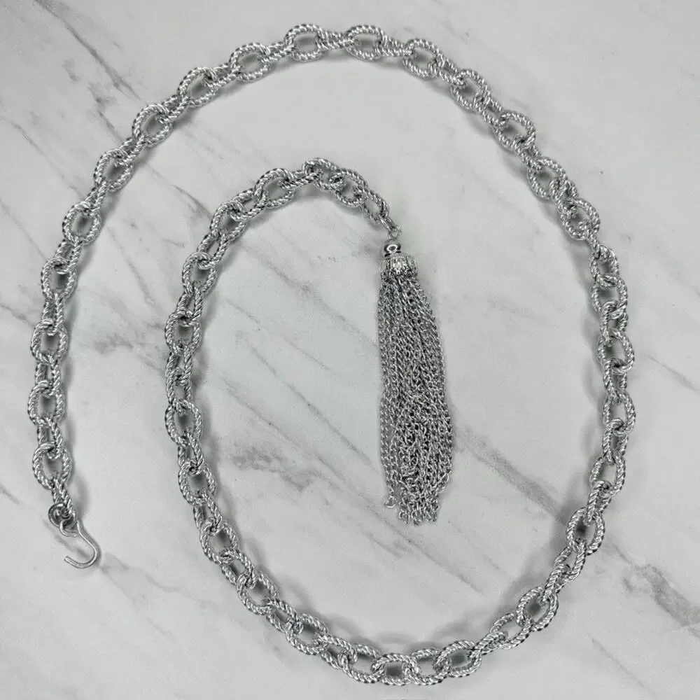 Tassel Charm Silver Tone Chain Link Belt Extra Small/Small (XS/S) ✨